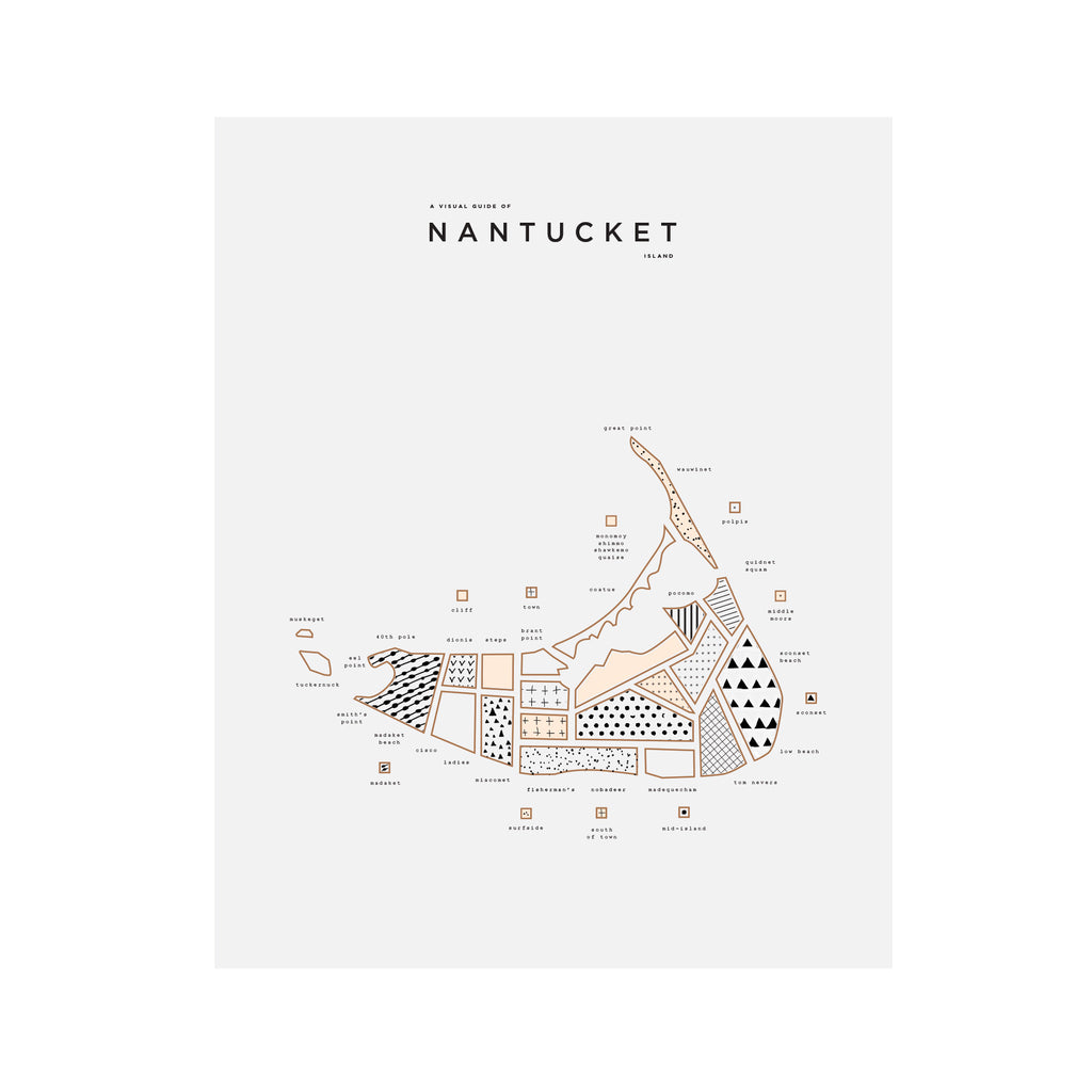 Nantucket outlets Island, Letterpress printed map (Navy)