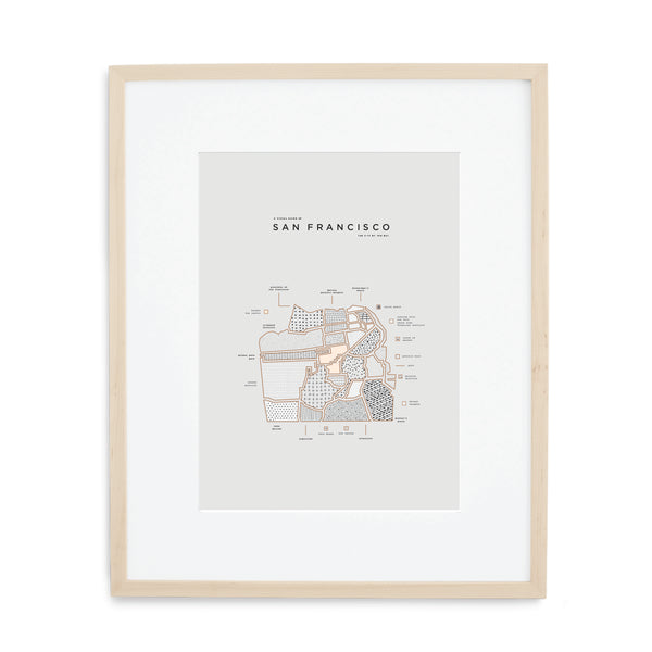 San Francisco Map Print - Wood Frame With Mat