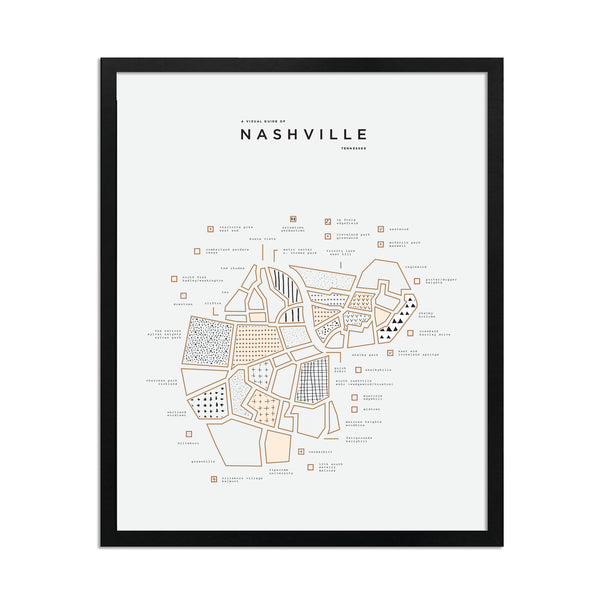 Nashville Map Print - Black Frame