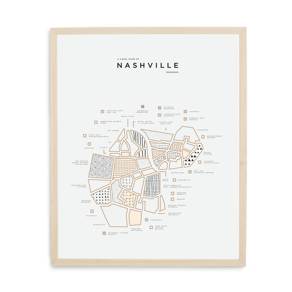 Nashville Map Print - Wood Frame