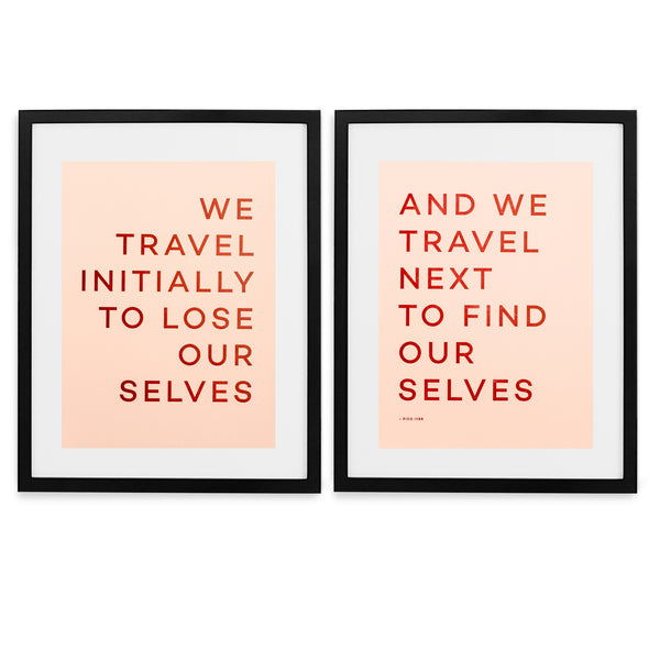 Travel Quote Letterpress Print - Black Frame With Mat