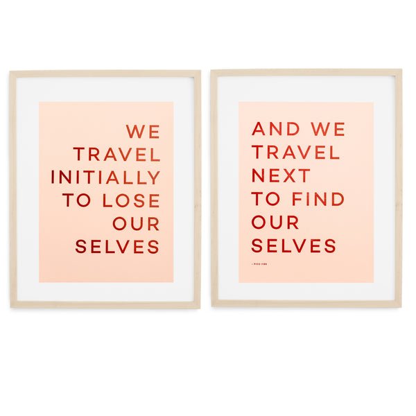 Travel Quote Letterpress Print - Wood Frame WIth Mat