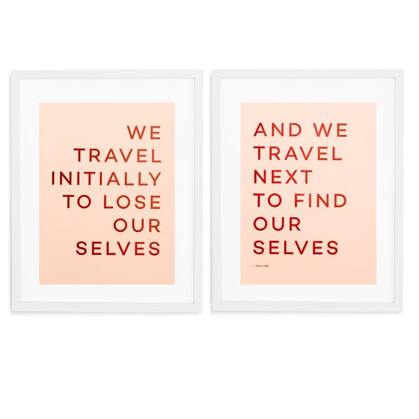 Travel Quote Letterpress Print - White Frame WIth Mat