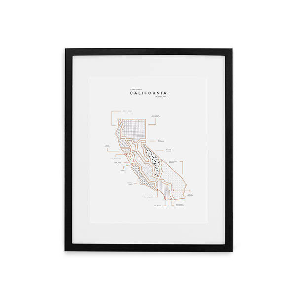 California State Print - Black Frame With Mat