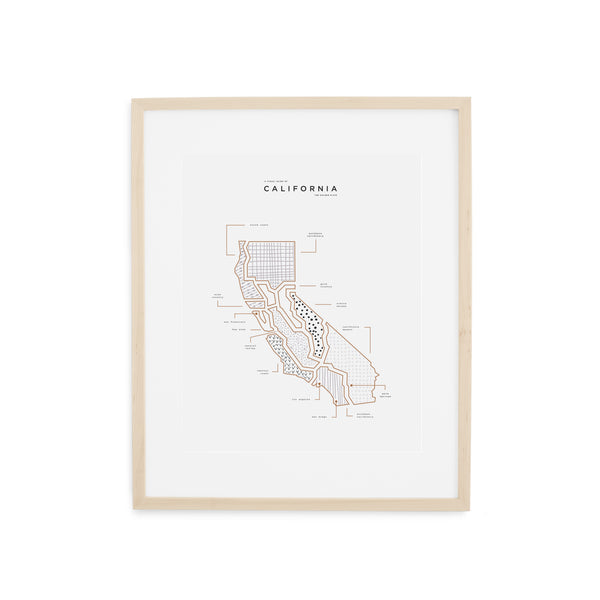 California State Print - Wood Frame With Mat