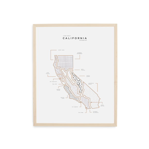 California State Print - Wood Frame