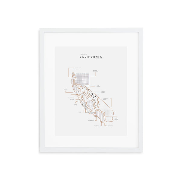 California State Print - White Frame With Mat