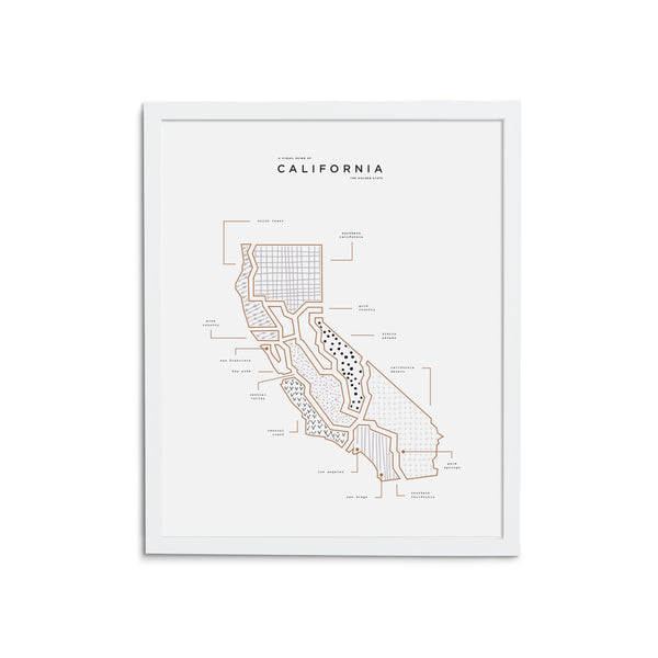 California State Print - White Frame