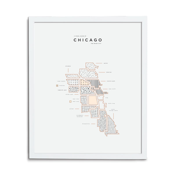 White Framed Chicago Print