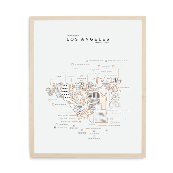 Los Angeles Map Print - Wood Frame