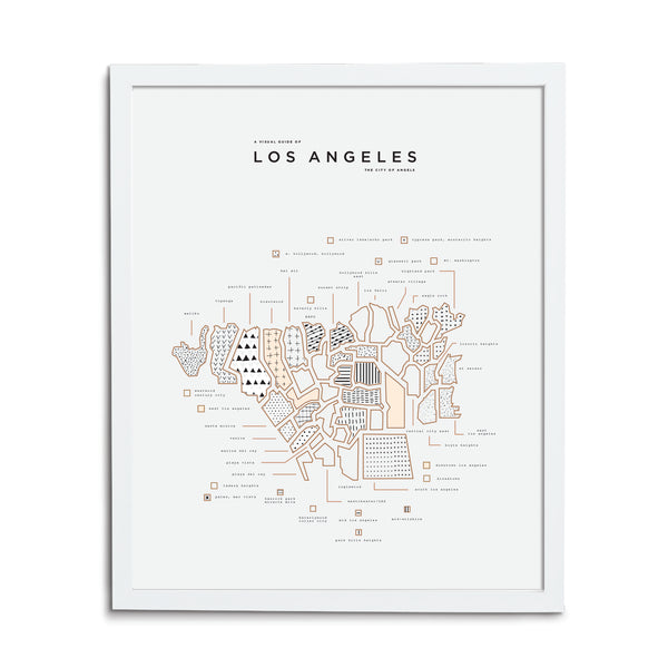 Los Angeles Map Print - White Frame