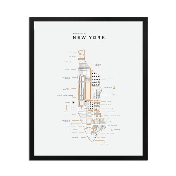 New York City Map Print - Black Frame