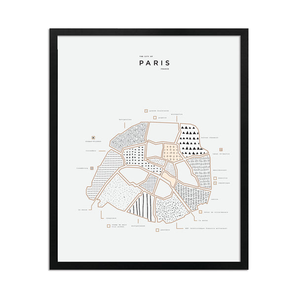 Paris Map Print - Black Frame