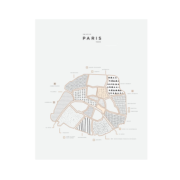 Paris France Map Print