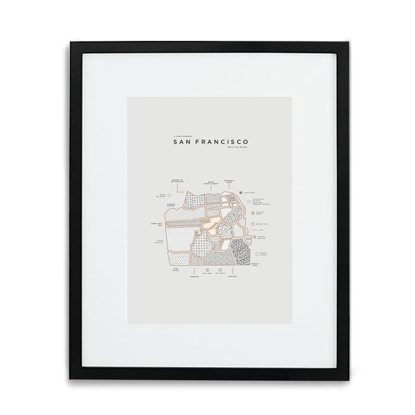 San Francisco Map Print - Black Frame With Mat