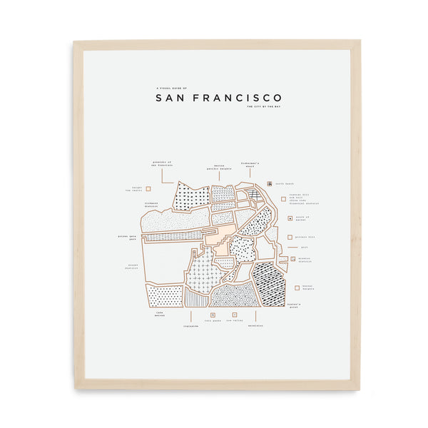 San Francisco Map Print - Wood Frame