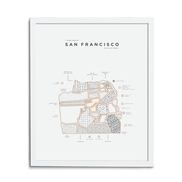San Francisco Map Print - White Frame