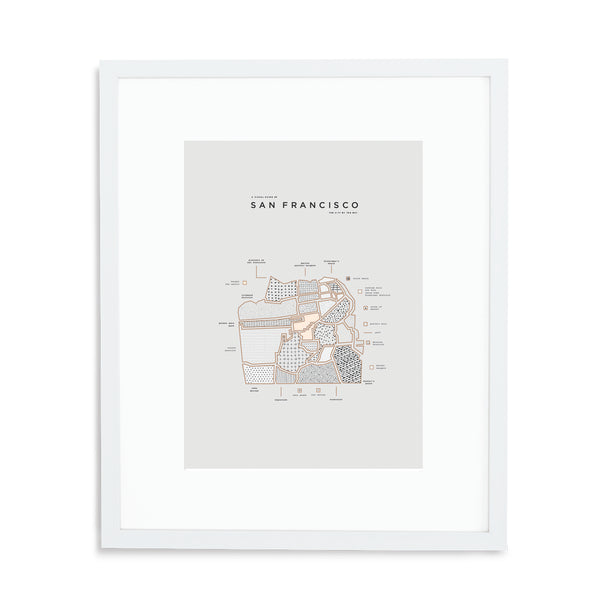 San Francisco Map Print - White Frame With Mat