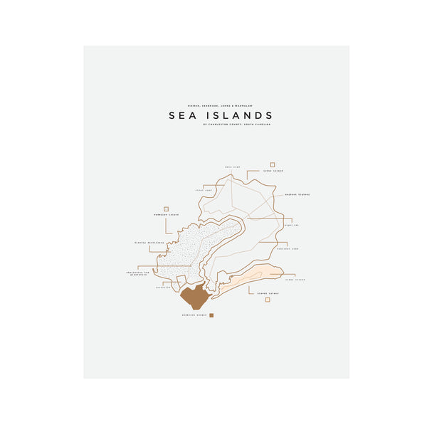 Sea Islands South Carolina Map Print