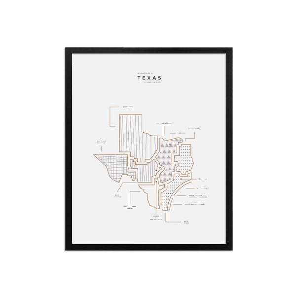 Texas State Print - Black Frame