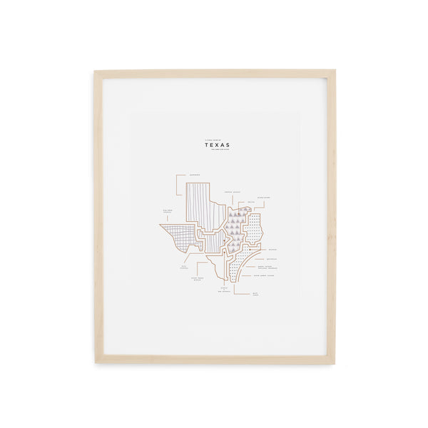 Texas State Print - Wood Frame