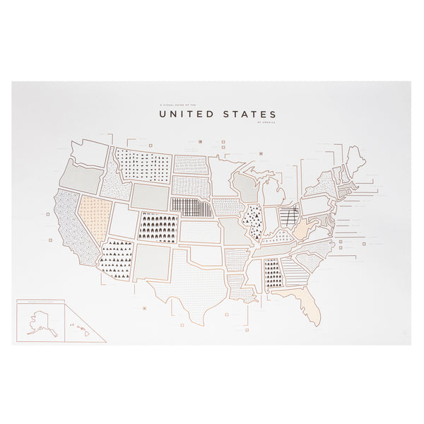 United States Letterpress Map Print